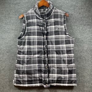 Free Country Athletix Series Puffer Vest Men's Large Black/White Plaid Full Zip